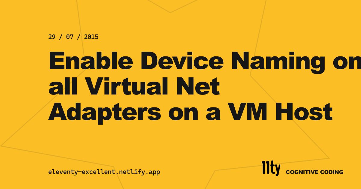 Enable Device Naming on all Virtual Net Adapters on a VM Host
