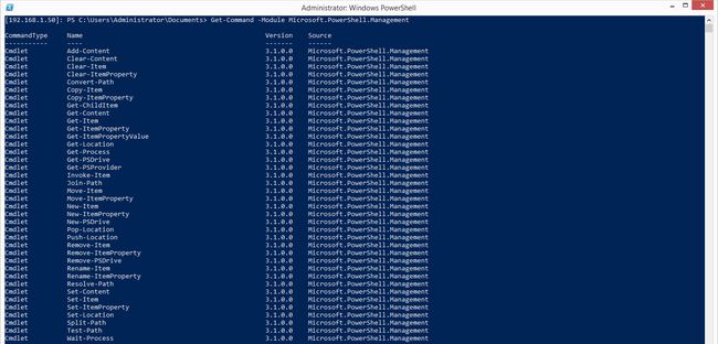 List of Cmdlets in Management Module in TP2