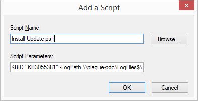 Add the script and parameters