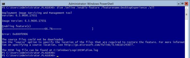 Install Feature using DISM fails with no Source specified.