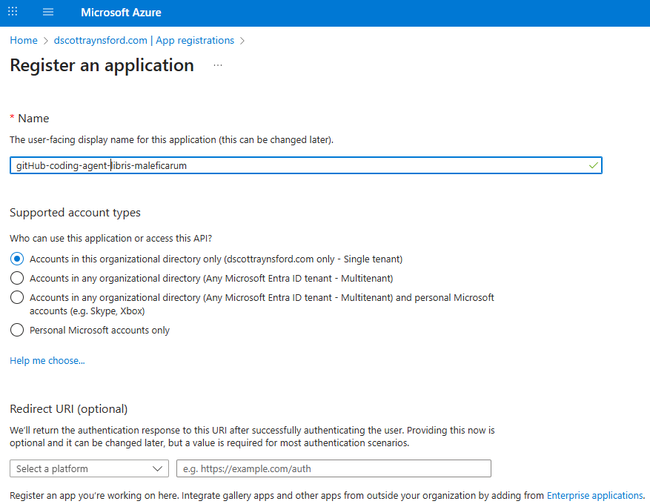 Create Entra ID App Registration for Coding Agent Create Entra ID App Registration for Coding Agent