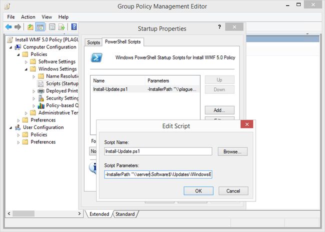 A GPO Startup PowerShell script with parameters.