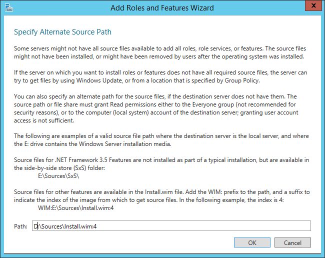 Install Feature using a WIM source
