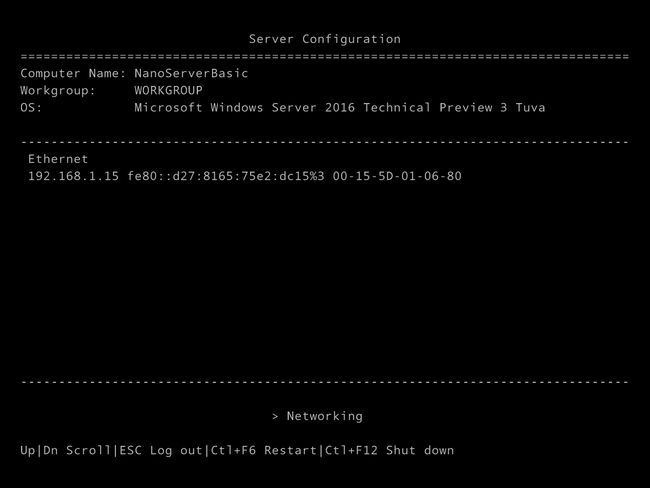 Nano Server Emergency Management Console
